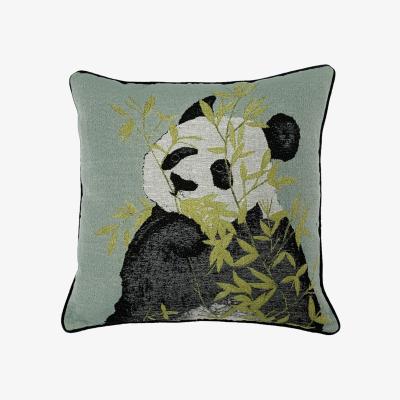 The Range Pandas Jacquard Cushion - Green / Feather