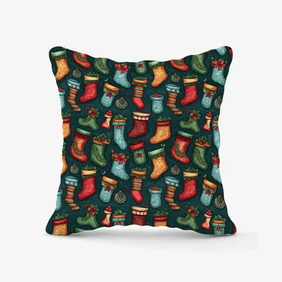 The Range Christmas Stockings Outdoor Cushion - Green / 45cm