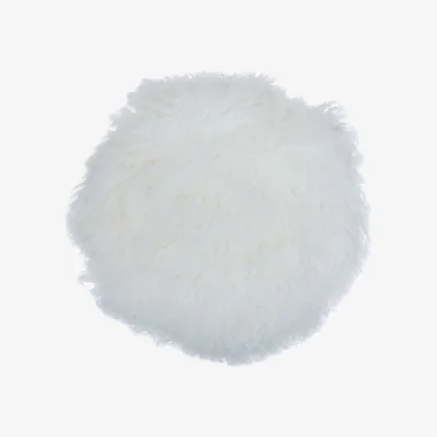 The Range Bosie Real Mongolian Fur White Round Cushion - White