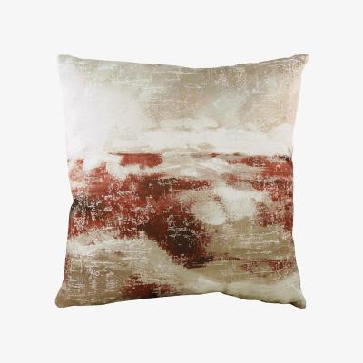 The Range Landscape Abstract Cushion - Terracotta / 80 Feather 20 Polyester / 80 Polyester 20 Feather