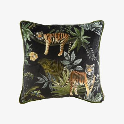 The Range Jungle Tiger Cushion - Black / Feather