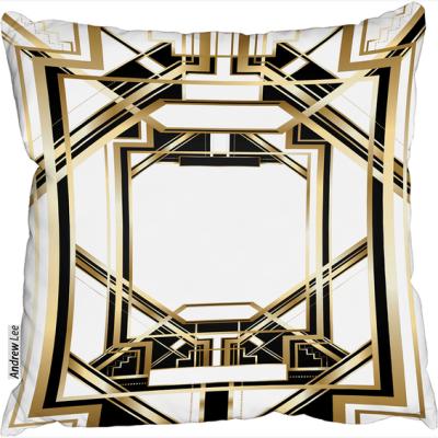 The Range Art Deco Golden Black Frame Cushion - Yellow / 60cm