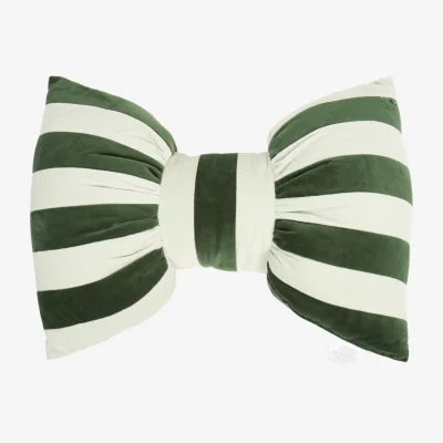 The Range Bow Stripe Festive Velvet Cushion