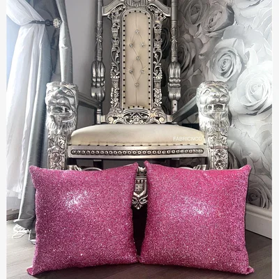 The Range Pink Sparkly Full Glitter Cushion - Pink