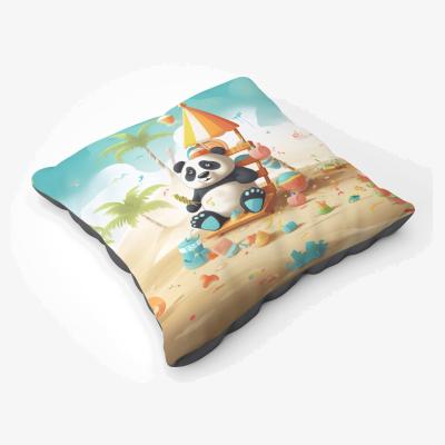 The Range Happy Panda On A Beach Holiday Floor Cushion - Yellow