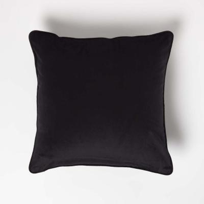 The Range Filled Velvet Cushion with Piped Edge - Black