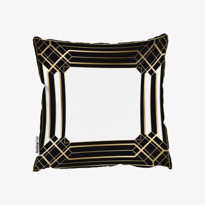 The Range Art Deco Black Frame Cushion - Yellow / 45cm