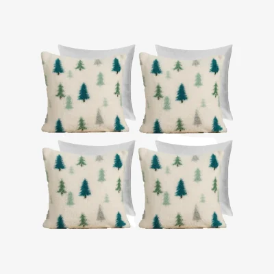 The Range Pack of Xmas Tree Teddy Filled Cushions - Cream