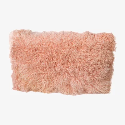 The Range Rectangle Curly Sheepskin Cushion - Pink