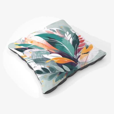 The Range Coloured Abstrace Feather Leaves Floor Cushion - Green