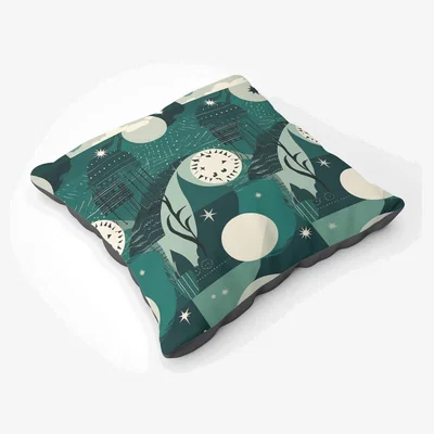The Range Abstact Green Cream Moon and Stars Floor Cushion - Green