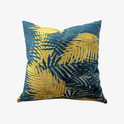 The Range Palm Velvet Cushion - Teal