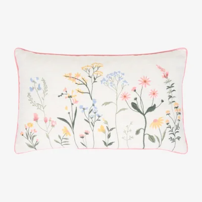 The Range Posie Embroidered Cushion - White