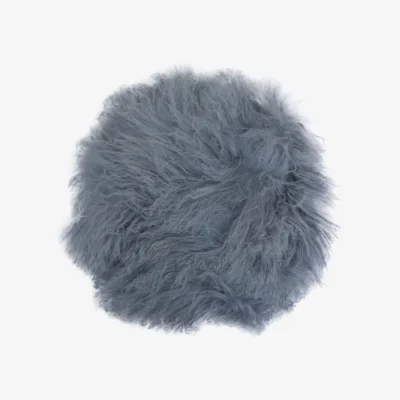 The Range Bosie Real Mongolian Fur Grey Round Cushion - Grey