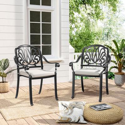 The Range Outdoor Cast Aluminium Garden Dining Chair With Grey Cushion - Black / 56cm