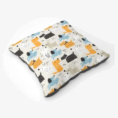 The Range Hand Drawn Dogs Floor Cushion - Brown