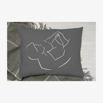 The Range Drawing Of A Couple In One Line Cushion - Grey