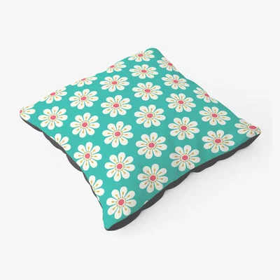 The Range Daisy Pattern Floor Cushion - Green