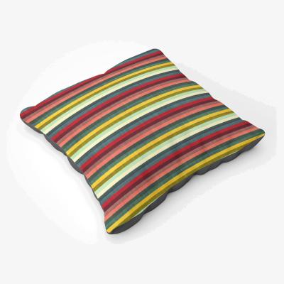 The Range Multicolour Striped Brish Pattern Floor Cushion - Green