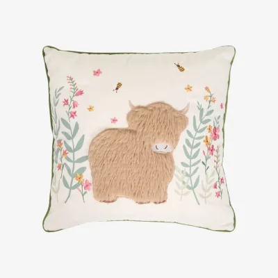 The Range Meadow Highland Cow Cushion