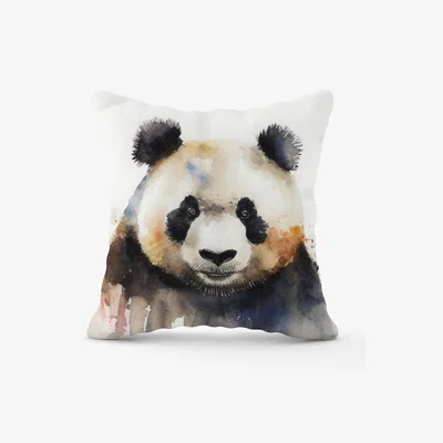 The Range Panda Watercolour Cushion - Yellow