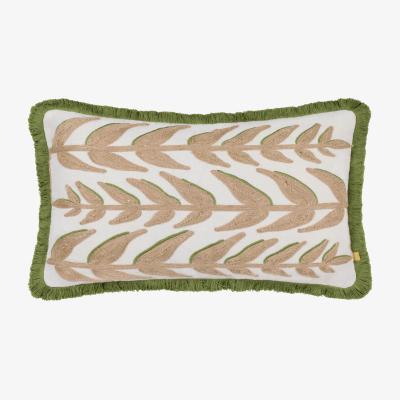 The Range Leaves Embroidered Cushion - Green / Polyester