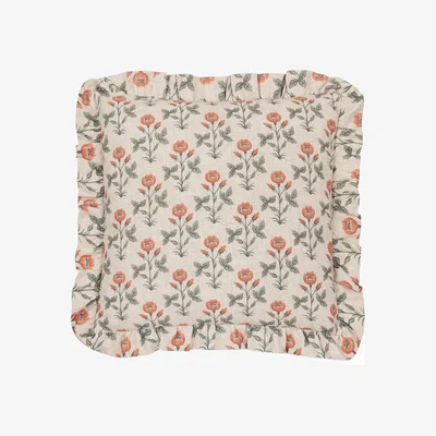 The Range Linen Renee Printed Ruffle Cushion - Multicolour / Feather