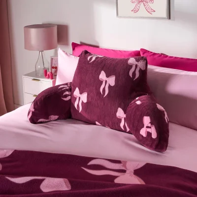 The Range OHS Bow Print Cuddle Cushion - Burgundy