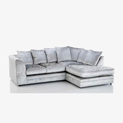 The Range Canolo Luxury RHF Corner Chaise Crush Velvet Sofa - Silver