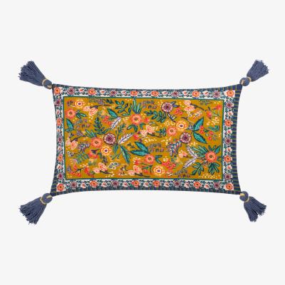 The Range Rosa Floral Tasselled Cushion - Multicolour/Blue / Feather