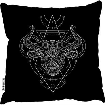 The Range Zodiac Taurus Geometric Stylish Cushion - Black / 60cm