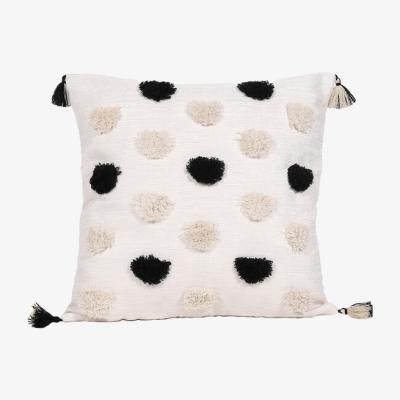 The Range Kiki Tufted Tassels Cushion - Black / White