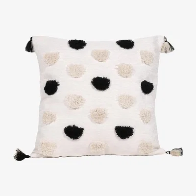The Range Kiki Tufted Tassels Cushion - Black / White