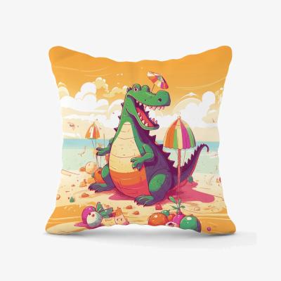 The Range Crocodile On A Beach Holiday Cushion - Yellow / 45cm