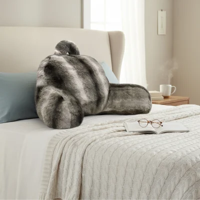 The Range Luxury Supersoft Faux Fur Printed Back Support Cushion - Beige