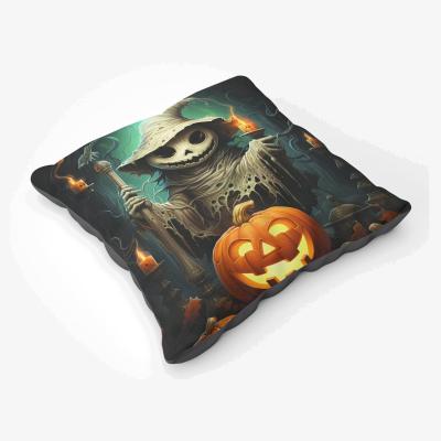 The Range Creepy  Ghost With Pumpkins Floor Cushion - Orange