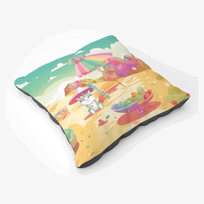 The Range Kitten On A Beach Holiday Floor Cushion - Yellow