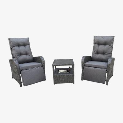 The Range 3 Piece Patio Lounge Chair Set Recliner Chair w Cushion  Ice Bucket - Dark Grey
