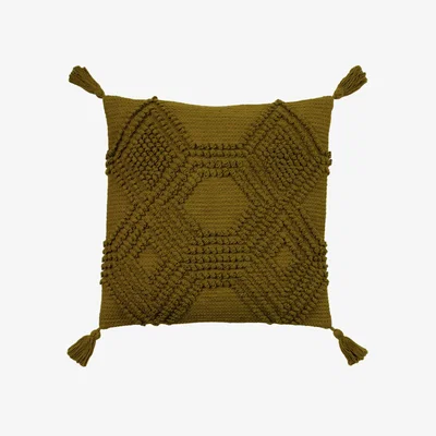 The Range Halmo Woven Tasselled Cushion - Moss