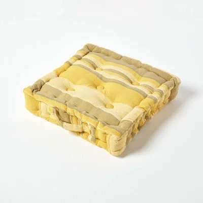 The Range Homescapes Morocco Striped Cotton Floor Cushion - Yellow