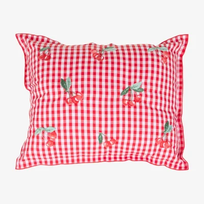 The Range Cherries Gingham Cushion - Red