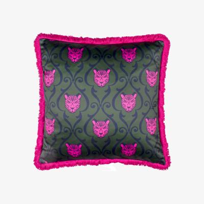 The Range Lupita Fringed Cushion - Emerald/Pink