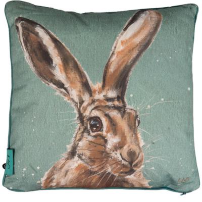 The Range Lousie Brown Hare Cushion - Duck Egg