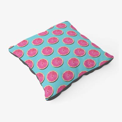 The Range Fruity Pattern Of Pink Grapefruit Floor Cushion - Pink