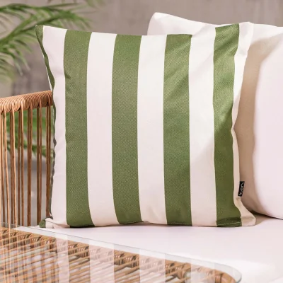 The Range Cushion 43x43 Kyoto Fabric, Stripe, Olive - Olive