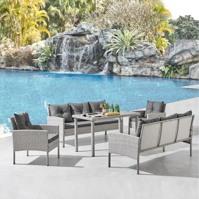 The Range Rivas Grey Rattan Dining Set with Grey Cushion - Grey