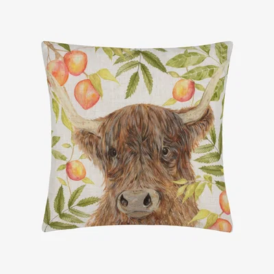 The Range Grove Highland Cow Cushion - Natural / Polyester