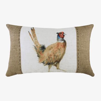 The Range Hessian Pheasant Pheasant Rectangular Cushion - White / 50cm / Polyester
