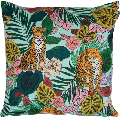 The Range Cheeta Print Outdoor Cushion - Aqua