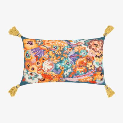 The Range Traloa Floral Tasselled Cushion - Multicolour/Gold